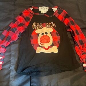 Black and Red Kids Reindeer Shirt by Marie Nicole